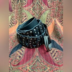 Y2K NWOT Studded Black Leather Belt- Size M/L